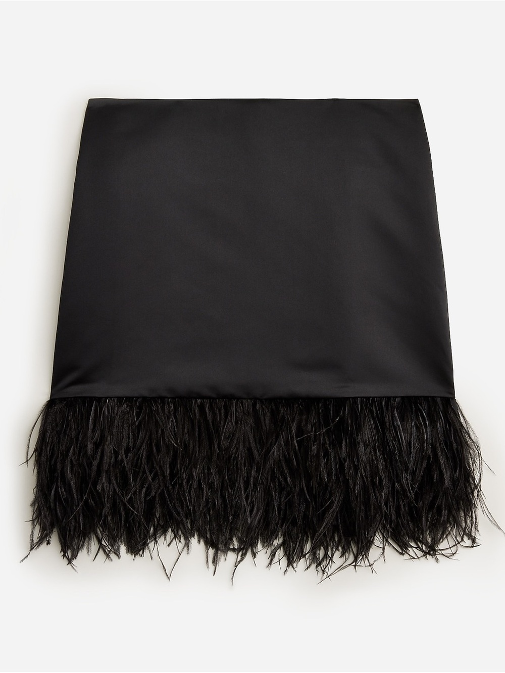 NWT J. Crew Collection Ostrich Feather Hem Womens Black Satin Mini Skirt Size 10